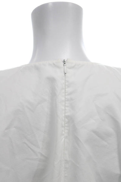 TRF Zara Womens Basic Blouse White Cotton 3/4 Sleeve Size S