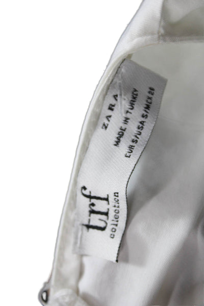 TRF Zara Womens Basic Blouse White Cotton 3/4 Sleeve Size S