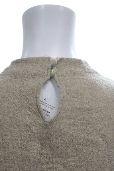 Massimo Dutti Women Basic Mock Neck Long Sleeve Viscose Blouse Beige Size S
