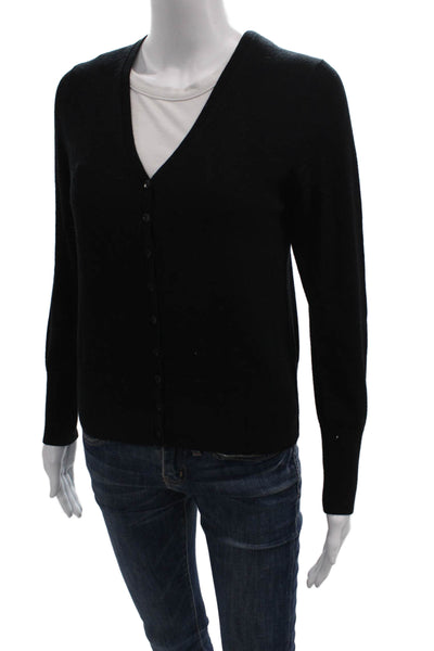 Everlane Women Black Wool V-Neck Cardigan Long Sleeve Size S