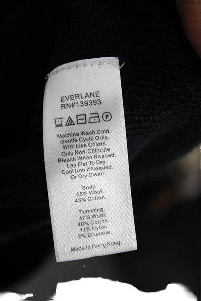 Everlane Women Black Wool V-Neck Cardigan Long Sleeve Size S
