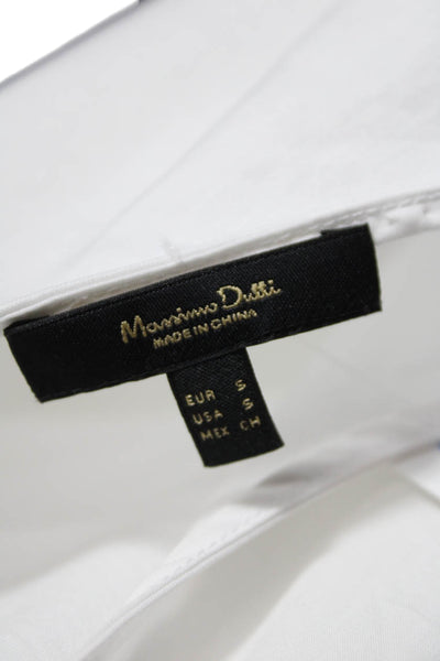 Massimo Dutti Women White Cotton Round Neck Sleeveless Basic Blouse Size S