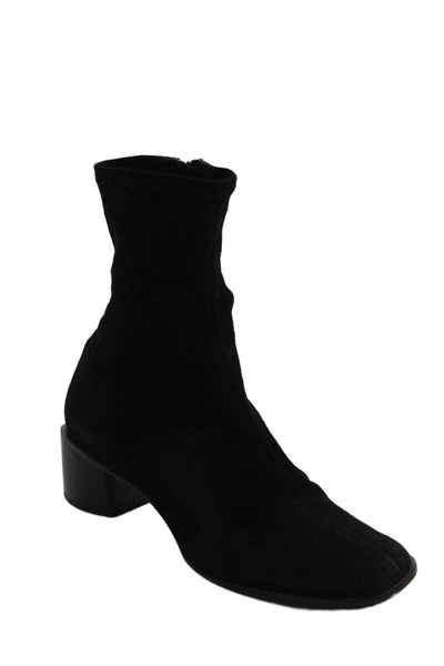 Reformation Women's Round Toe Block Heel Suede Ankle Boots Black Size 8