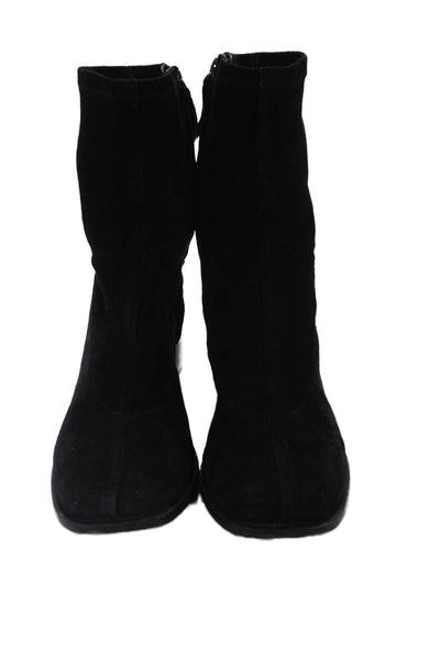 Reformation Women's Round Toe Block Heel Suede Ankle Boots Black Size 8