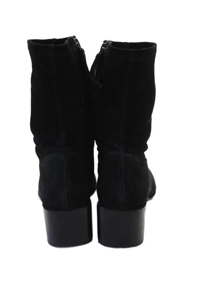Reformation Women's Round Toe Block Heel Suede Ankle Boots Black Size 8