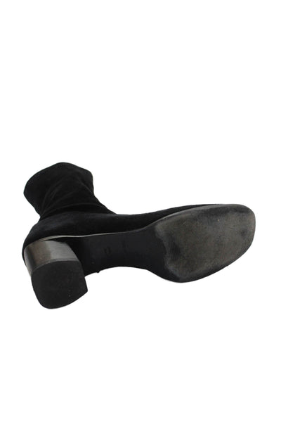 Reformation Women's Round Toe Block Heel Suede Ankle Boots Black Size 8