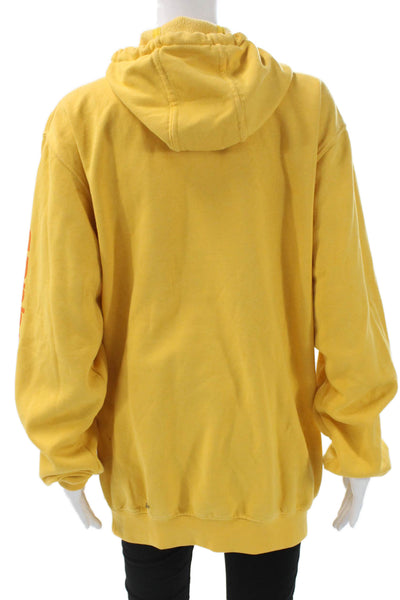 Carhartt Mens Yellow Pullover Hoodie Cotton Blend Crew Neck Drawstring Size M