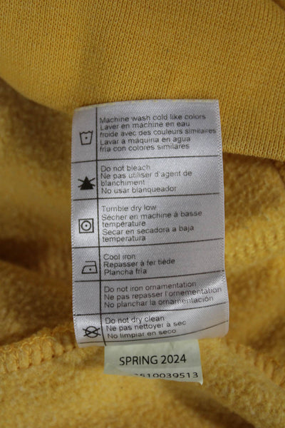 Carhartt Mens Yellow Pullover Hoodie Cotton Blend Crew Neck Drawstring Size M