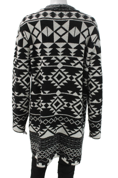 Frye Womens Bohemian Geometric V-Neck Cardigan Sweater Black Size L