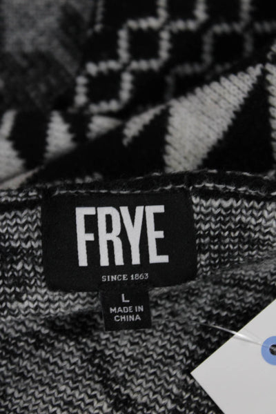 Frye Womens Bohemian Geometric V-Neck Cardigan Sweater Black Size L