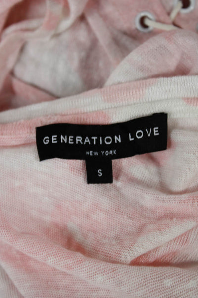 Generation Love Womens Linen Camouflage Sleeveless Lace Up Tank Pink Size S