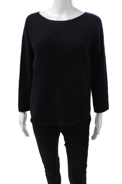 Vince Women Petite Pullover Sweater Wool Boat Neck Long Sleeve Blue Size XS