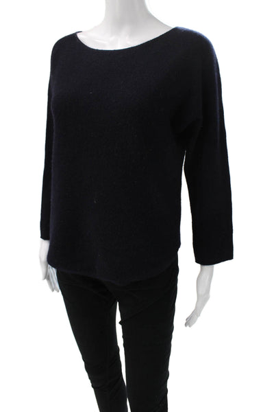 Vince Women Petite Pullover Sweater Wool Boat Neck Long Sleeve Blue Size XS
