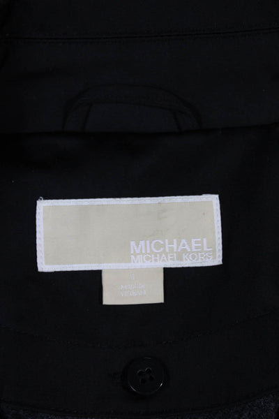 Michael Michael Kors Women Trench Coat Black Cotton Buckle Long Sleeve Size S