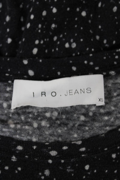 IRO Jeans Womens Polka Dot Linen Crew Neck Sleeveless T-Shirt Black Size XS