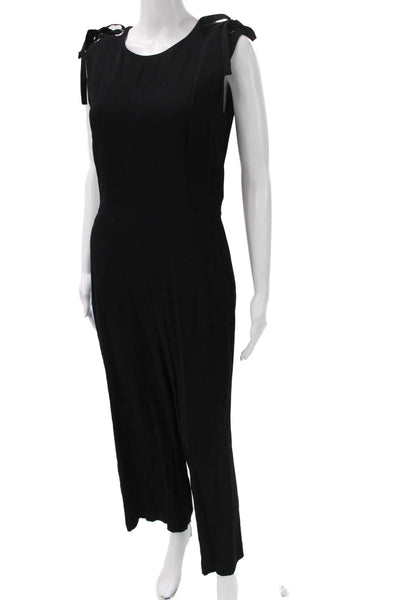 Sandro Womens Jumpsuit Black Sleeveless Round Neck Zip Polyester Size 38