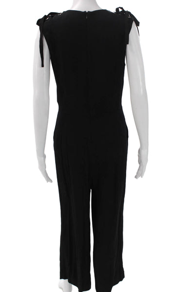 Sandro Womens Jumpsuit Black Sleeveless Round Neck Zip Polyester Size 38