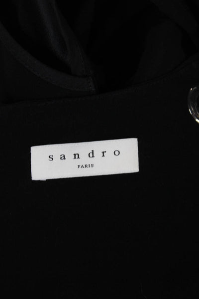 Sandro Womens Jumpsuit Black Sleeveless Round Neck Zip Polyester Size 38