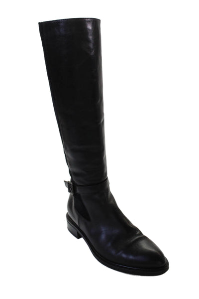 Aquatalia Womens Leather Belted Knee High Riding Boots Black Size 8.5