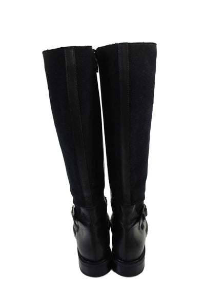 Aquatalia Womens Leather Belted Knee High Riding Boots Black Size 8.5