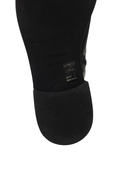 Aquatalia Womens Leather Belted Knee High Riding Boots Black Size 8.5