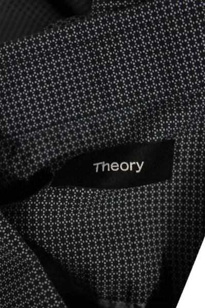 Theory Mens Button Down Blue Polka Dot Cotton Long Sleeve Shirt Size S