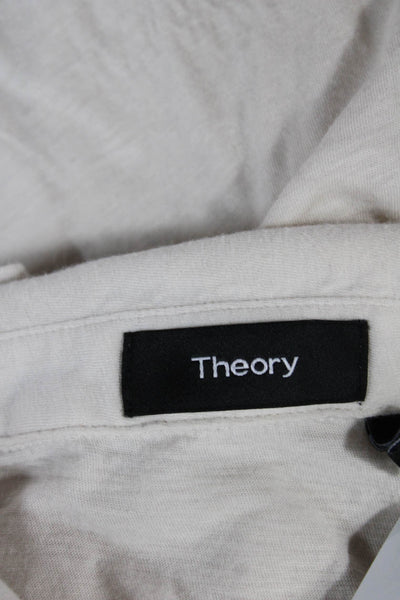Theory Mens Beige Cotton Polo Collared Short Sleeve Button Size S