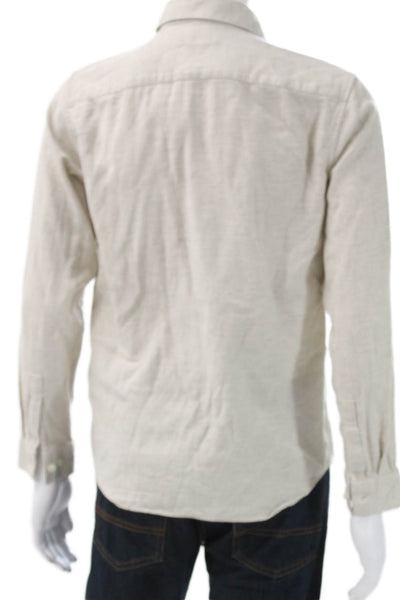 Theory Men's Long Sleeves Casual Button Down Shirt Beige Size S