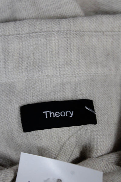 Theory Men's Long Sleeves Casual Button Down Shirt Beige Size S
