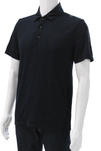 Vince Mens Black Cotton Collared Polo Short Sleeve Button Size S