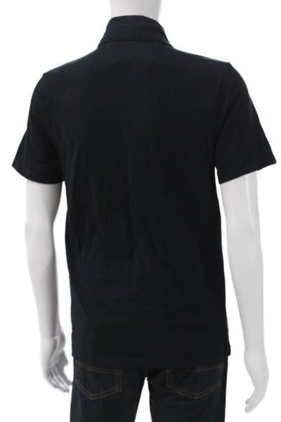 Vince Mens Black Cotton Collared Polo Short Sleeve Button Size S