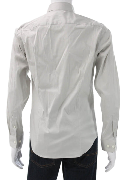 Theory Mens Button Up Dress Shirt Gray Cotton Blend Long Sleeve Collared Size S