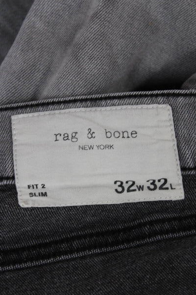 Rag & Bone Mens Straight Gray Cotton Jeans Button Size 32