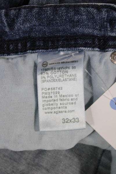 AG Mens Blue Straight Jeans Cotton Button 32in Inseam Size 32