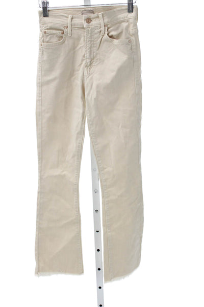 Mother Women Cropped Jeans Beige High Rise Cotton Blend Size 23