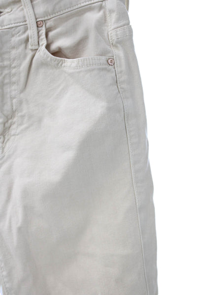 Mother Women Cropped Jeans Beige High Rise Cotton Blend Size 23