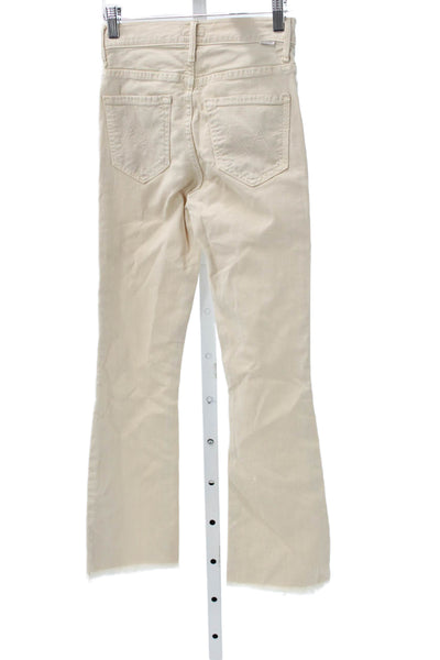 Mother Women Cropped Jeans Beige High Rise Cotton Blend Size 23