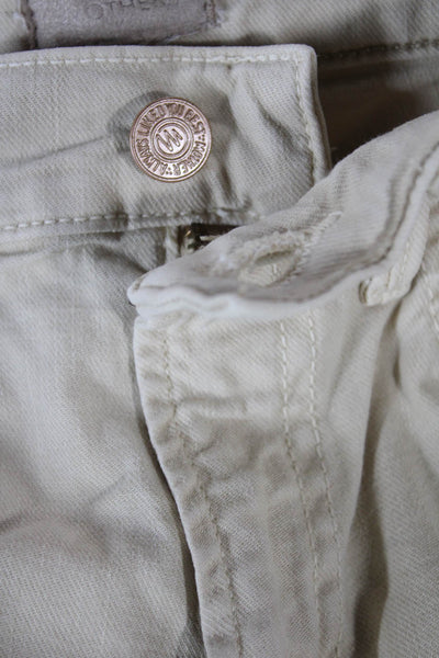 Mother Women Cropped Jeans Beige High Rise Cotton Blend Size 23