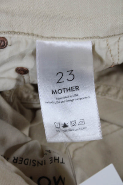 Mother Women Cropped Jeans Beige High Rise Cotton Blend Size 23