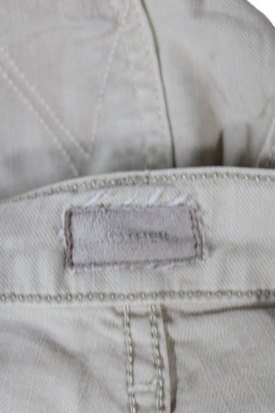 Mother Women Cropped Jeans Beige High Rise Cotton Blend Size 23