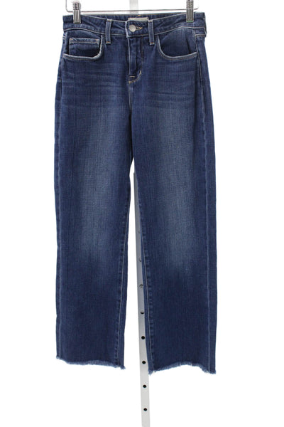 L'Agence Womens Straight Jeans Blue Mid Rise Button Cotton Blend Size 23