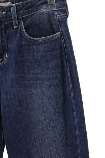 L'Agence Womens Straight Jeans Blue Mid Rise Button Cotton Blend Size 23