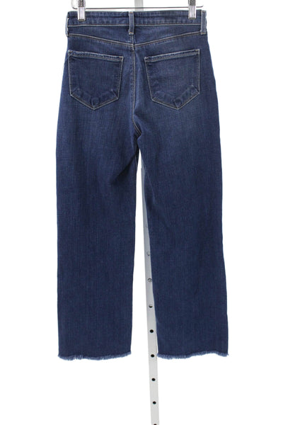 L'Agence Womens Straight Jeans Blue Mid Rise Button Cotton Blend Size 23