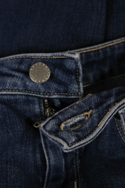 L'Agence Womens Straight Jeans Blue Mid Rise Button Cotton Blend Size 23