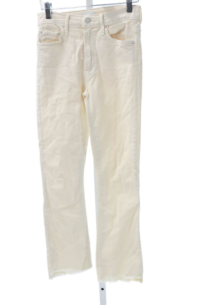 Mother Women Straight Jeans Ivory Cotton High Rise Size 23