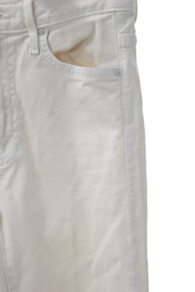 Mother Women Straight Jeans Ivory Cotton High Rise Size 23