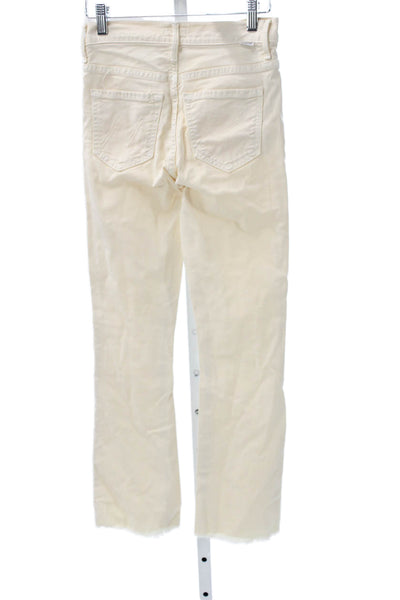 Mother Women Straight Jeans Ivory Cotton High Rise Size 23