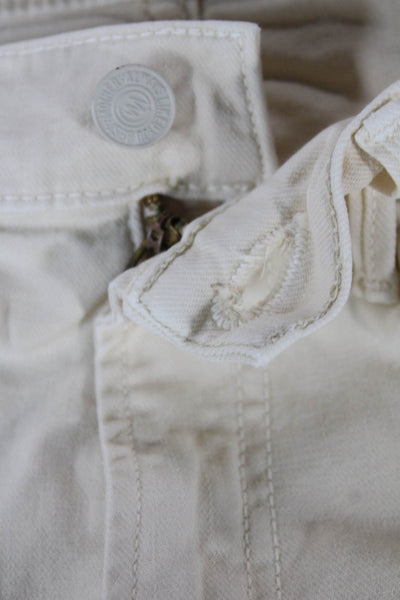 Mother Women Straight Jeans Ivory Cotton High Rise Size 23
