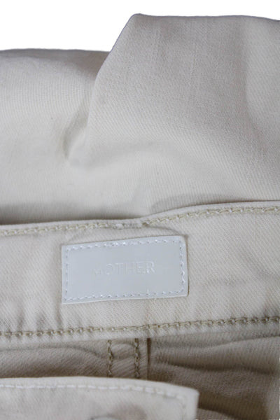 Mother Women Straight Jeans Ivory Cotton High Rise Size 23