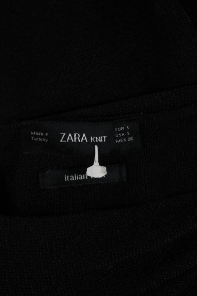 Zara Knit Women Black Viscose High Neck Pullover Sweater Long Sleeve Size S